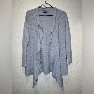 Eileen Fisher Lightweight Gray Open Waterfall Front Cardigan Minimalist Size L